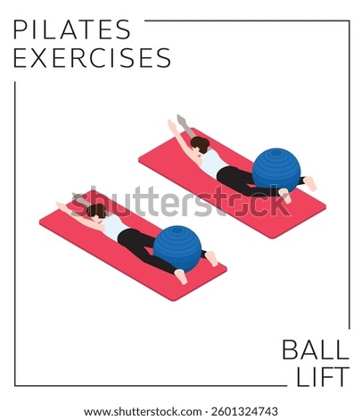 Pilates Ball Lift Exercise Pose Vector