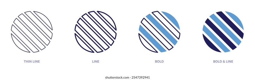 Pilates ball workout icon in 4 different styles. Thin Line, Line, Bold, and Bold Line. Duotone style. Editable stroke.