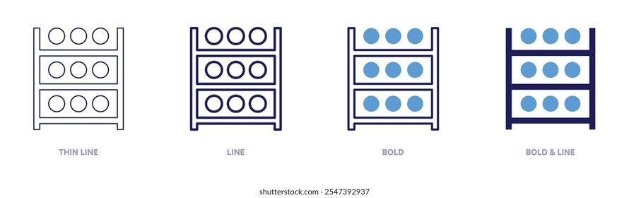 Pilates balls icon in 4 different styles. Thin Line, Line, Bold, and Bold Line. Duotone style. Editable stroke.