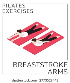 Pilates Breaststroke Arms Exercise Isometric Vector