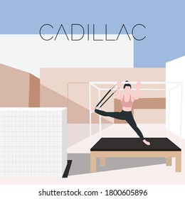 Pilates Cadillac - a concept illustration of exercise