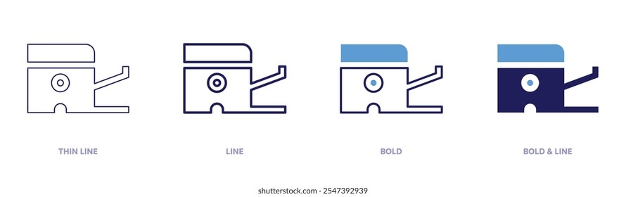 Pilates chair icon in 4 different styles. Thin Line, Line, Bold, and Bold Line. Duotone style. Editable stroke.