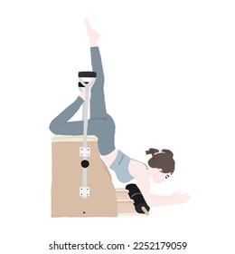 Pilates chair pose - a concept illustration of people doing pilates