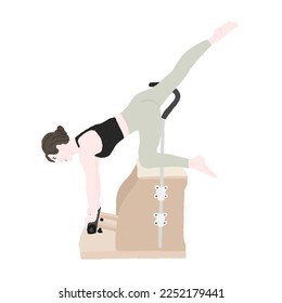 pose de silla de pilates - un concepto ilustrativo de la gente haciendo pilates