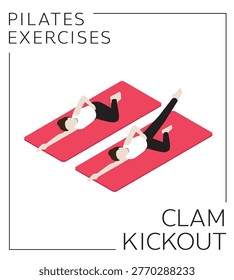 Pilates Clam Kickout Exercise Isometric Vector