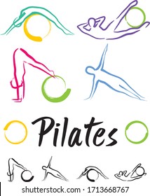 Pilates class illustrations in original brush strokes