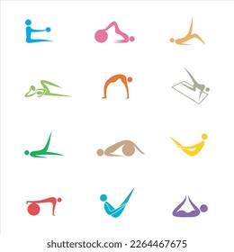 pilates color illustrations vector element