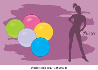 Pilates colored balls. Background. Vector