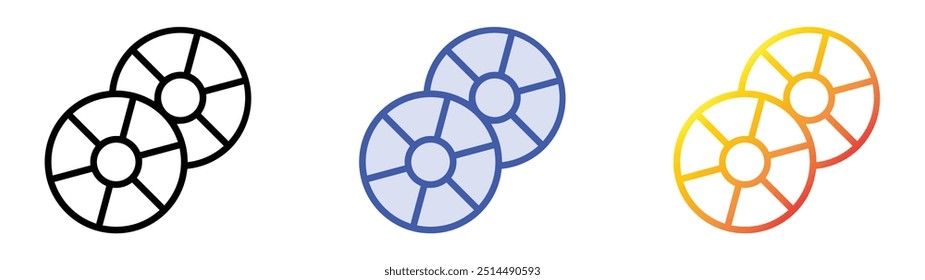 pilates disk icon. Linear, Blue Fill and Gradient Style Design Isolated On White Background