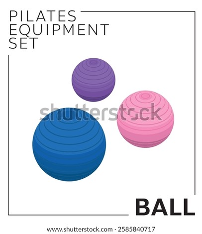 Pilates Equipment Ball Isometric Set Vector