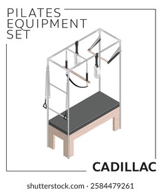 Pilates Equipment Cadillac Isometric Set Wood Material Vector