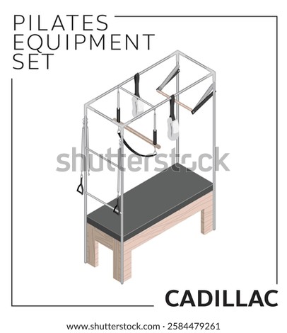 Pilates Equipment Cadillac Isometric Set Wood Material Vector