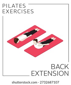 Vector isométrico de la extensión de espalda del ejercicio de Pilates
