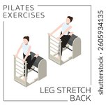 Pilates Exercise Leg Stretch Back on Ladder Barrel Vector