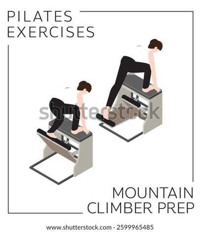 Pilates Exercise Pose Mountain Climber Prep on Chair Vector