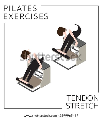 Pilates Exercise Pose Tendon Stretch on Chair Vector