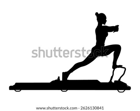 Pilates exercise silhouette using equipment. Vector illustration