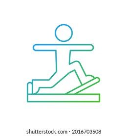 Pilates gradient linear vector icon. Online fitness self improvement item. Physical and cultural workout. Thin line color symbols. Modern style pictogram. Vector isolated outline drawing