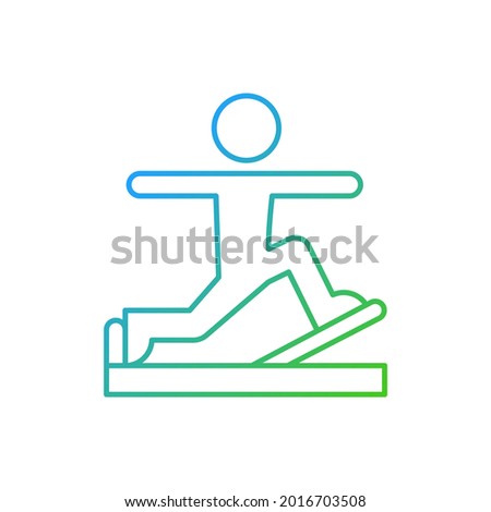 Pilates gradient linear vector icon. Online fitness self improvement item. Physical and cultural workout. Thin line color symbols. Modern style pictogram. Vector isolated outline drawing