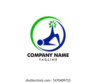Pilates gymnastics logo icon vector template