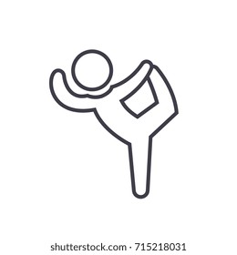 Pilates, gymnastics, practice, exercise flat line illustration, concept vector isolated icon on white background 