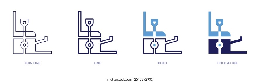 Pilates high chair icon in 4 different styles. Thin Line, Line, Bold, and Bold Line. Duotone style. Editable stroke.