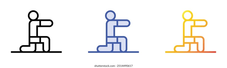 pilates icon. Linear, Blue Fill and Gradient Style Design Isolated On White Background