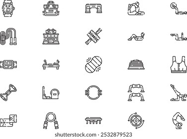 Pilates icons collection is a vector illustration with editable stroke.