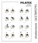 Pilates Ladder Barrel Exercise Poses Isometric Set Vector