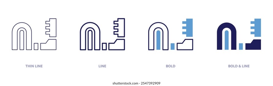 Pilates ladder barrel icon in 4 different styles. Thin Line, Line, Bold, and Bold Line. Duotone style. Editable stroke.