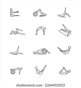 pilates line art illustrations vector element