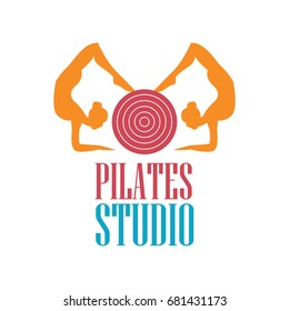 pilates logo for pilates school, pilates  studio. vector illustration