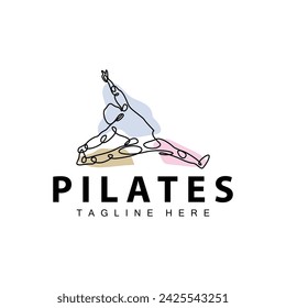 Pilates logo vector body poses gymnastics exercise yoga calm down template illustration