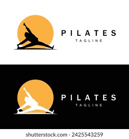 Pilates logo vector cuerpo poses gimnasia ejercicio yoga calmar plantilla ilustración