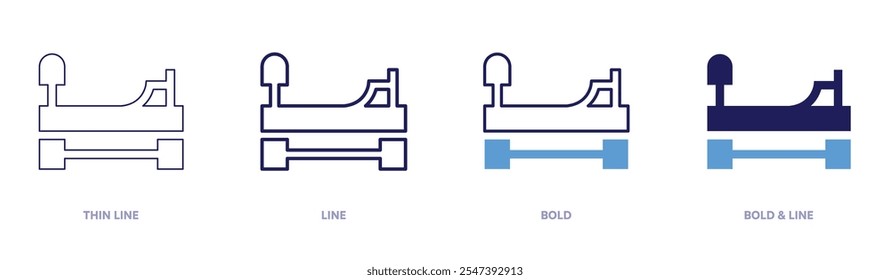 Pilates machine icon in 4 different styles. Thin Line, Line, Bold, and Bold Line. Duotone style. Editable stroke.