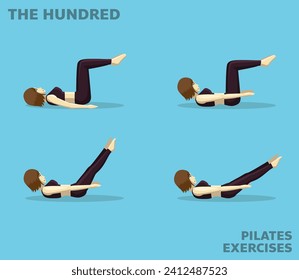 Pilates Mueve La Ilustración Del Vector De Caricaturas Del Manga De Los Cien