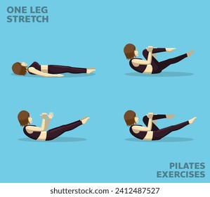 Pilates Mueve Una Ilustración De Un Vector De Caricatura De Manga De Un Rastreo De Piernas