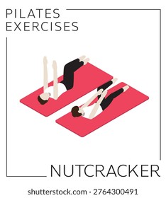 Pilates Nutcracker Exercise Isometric Vector