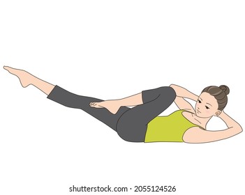 Pilates, pose illustration, Criss cross