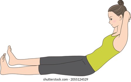 Pilates, Pose Illustration, Neck pull