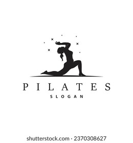 Logotipo Pilates Pose, Ilustración de plantillas de vectores de logotipos de yoga