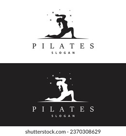 Pilates Pose Logo, Yoga Logo Design Vector Template Illustration