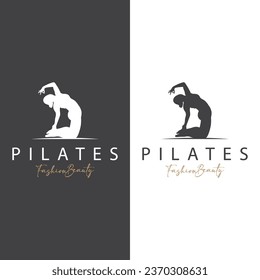 Pilates Pose Logo, Yoga Logo Design Vector Template Illustration