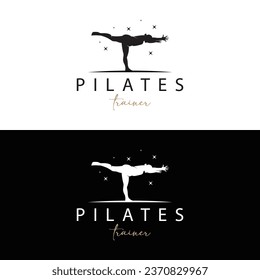 Logotipo Pilates Pose, Ilustración de plantillas de vectores de logotipos de yoga