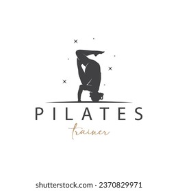 Pilates Pose Logo, Yoga Logo Design Vector Template Illustration