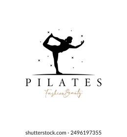 Pilates Pose Logo, Yoga Logo Diseño Vector Plantilla Ilustración