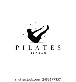 Pilates Pose Logo, Yoga Logo Design Vector Template Illustration