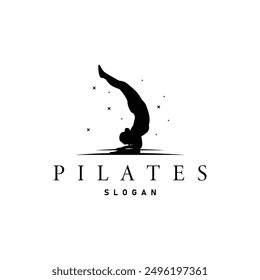 Pilates Pose Logo, Yoga Logo Design Vector Template Illustration