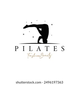 Pilates Pose Logo, Yoga Logo Design Vector Template Illustration