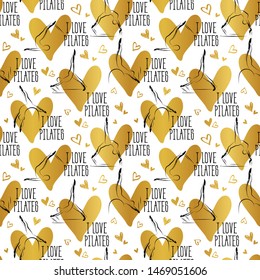 Pilates Poses and Heart Pattern.Ideal for greeting cards, wall decor, textile design and much more.